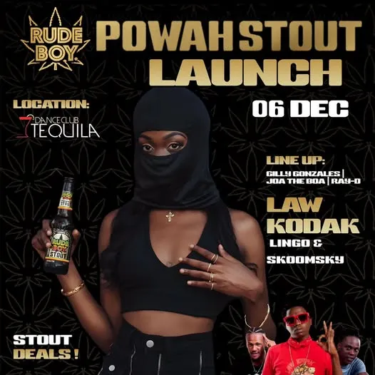 Flyer of Powah Stout Launch at Danceclub Tequila