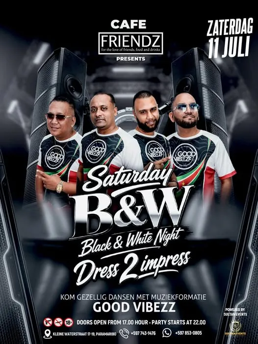 Flyer van Saturday B&W Black & White Night bij Cafe Friendz