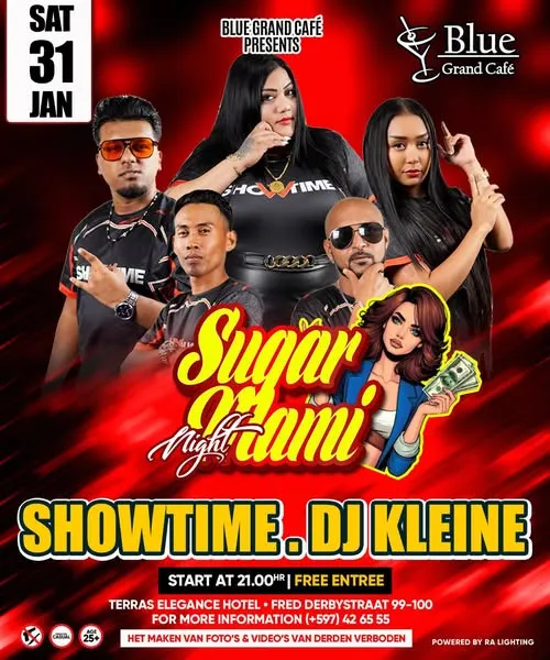 Flyer van Sugar Mami Night bij Blue Grand Café