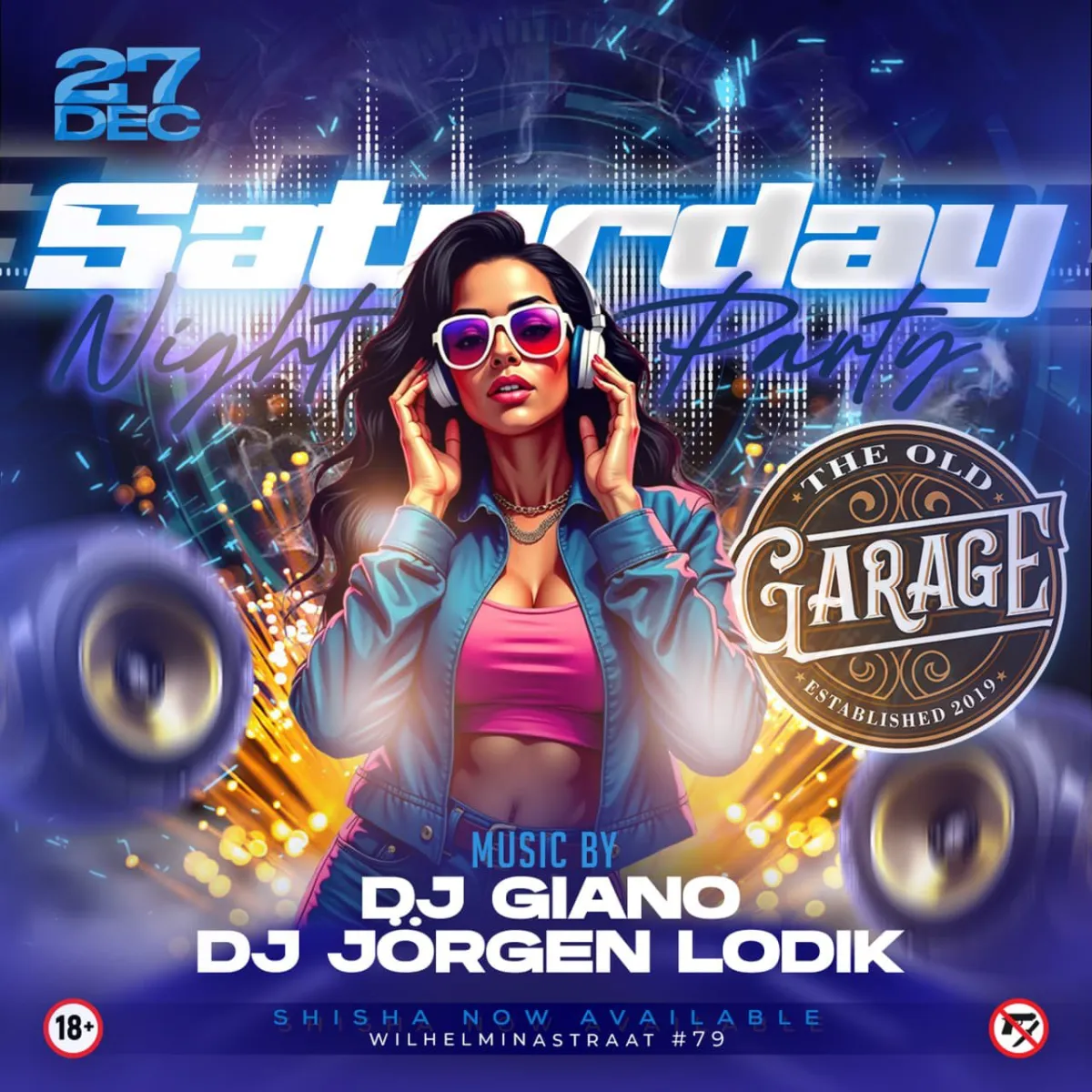 Flyer of Saturday Night Party at The Old Garage