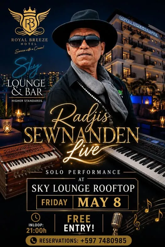 Flyer of Radjis Sewnanden Live at Sky Lounge & Bar