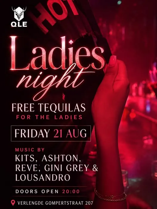 Flyer van Ladies Night bij QLE
