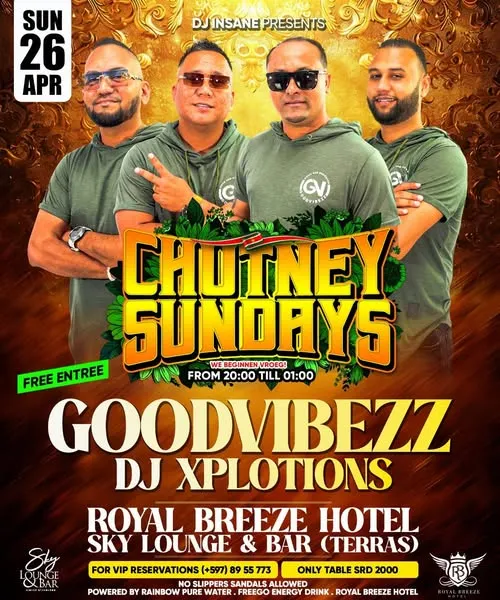 Flyer van CHUTNEY SUNDAYS bij Sky Lounge & Bar