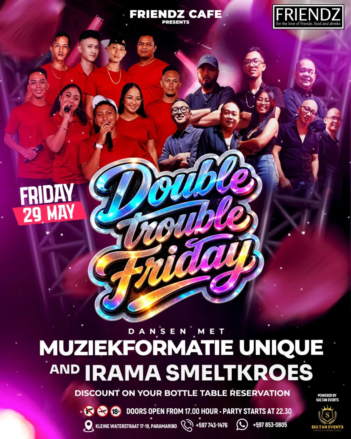 Flyer van Double Trouble Friday bij Cafe Friendz