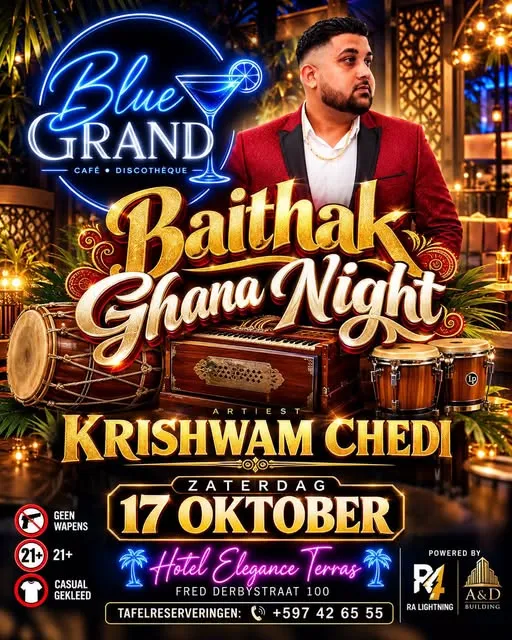 Flyer of Baithak Ghana Night at Blue Grand Café