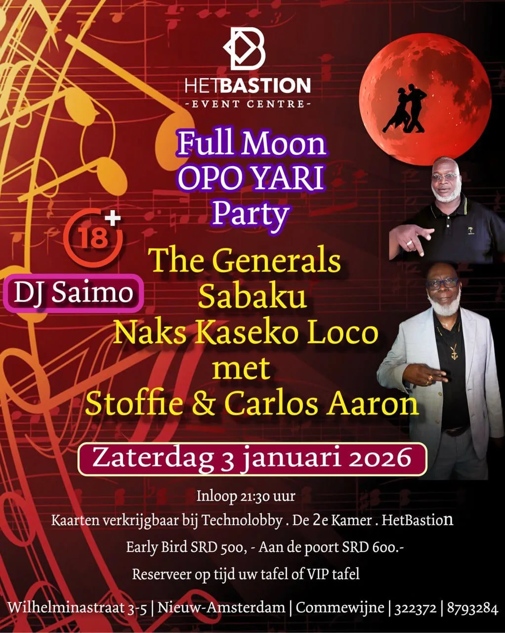 Flyer of Full Moon OPO YARI Party at Het Bastion Event Centre
