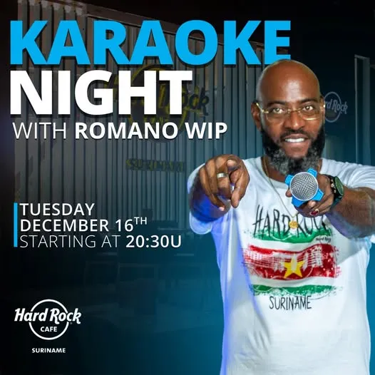 Flyer van Karaoke Night bij Hard Rock Cafe Suriname