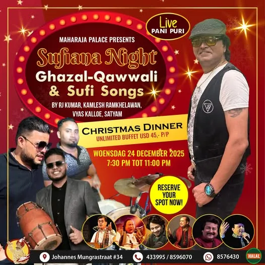 Flyer van Sufiana Night bij Maharaja Palace