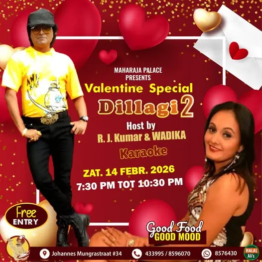 Flyer van Valentine Special Dillagi 2 bij Maharaja Palace