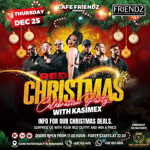 Flyer van Red Christmas Celebration Party bij Cafe Friendz