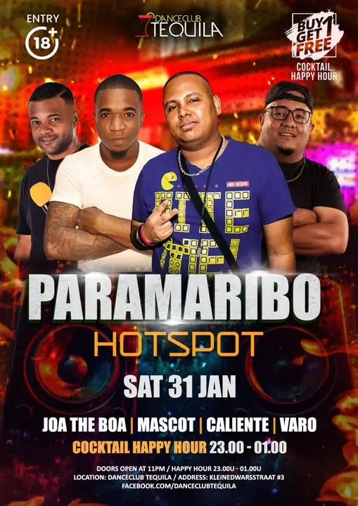 Flyer of Paramaribo Hotspot at Danceclub Tequila