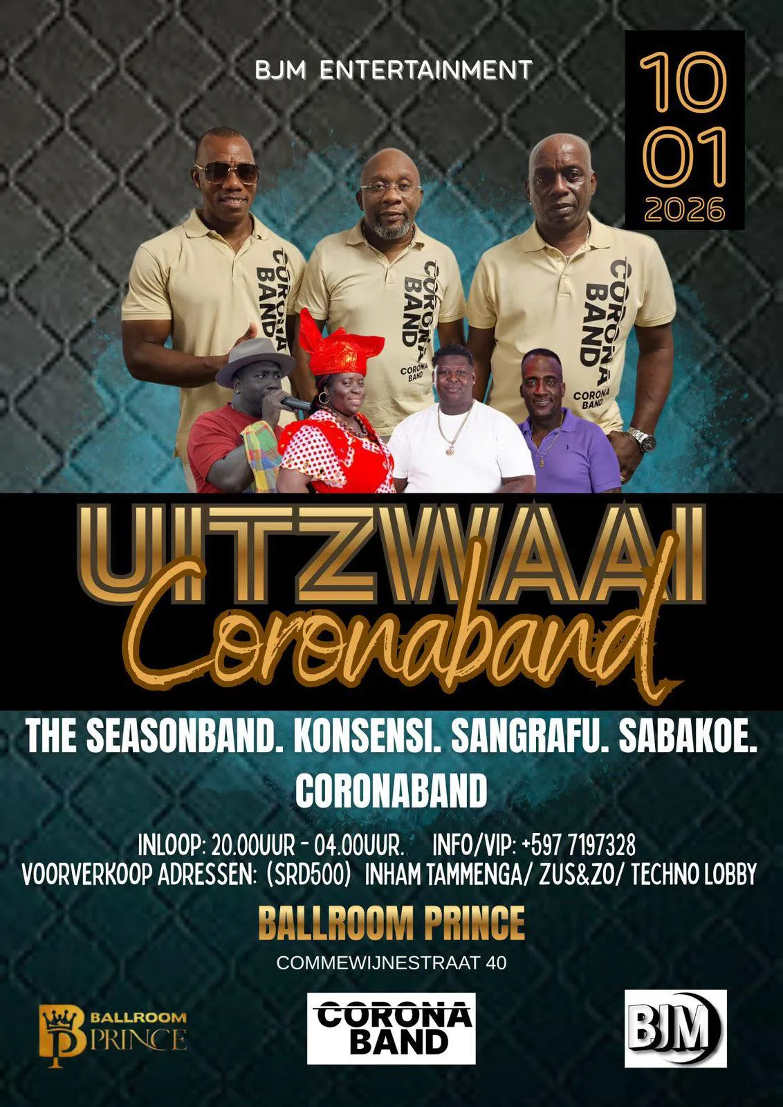 Flyer van Uitzwaai Coronaband bij Ballroom Prince