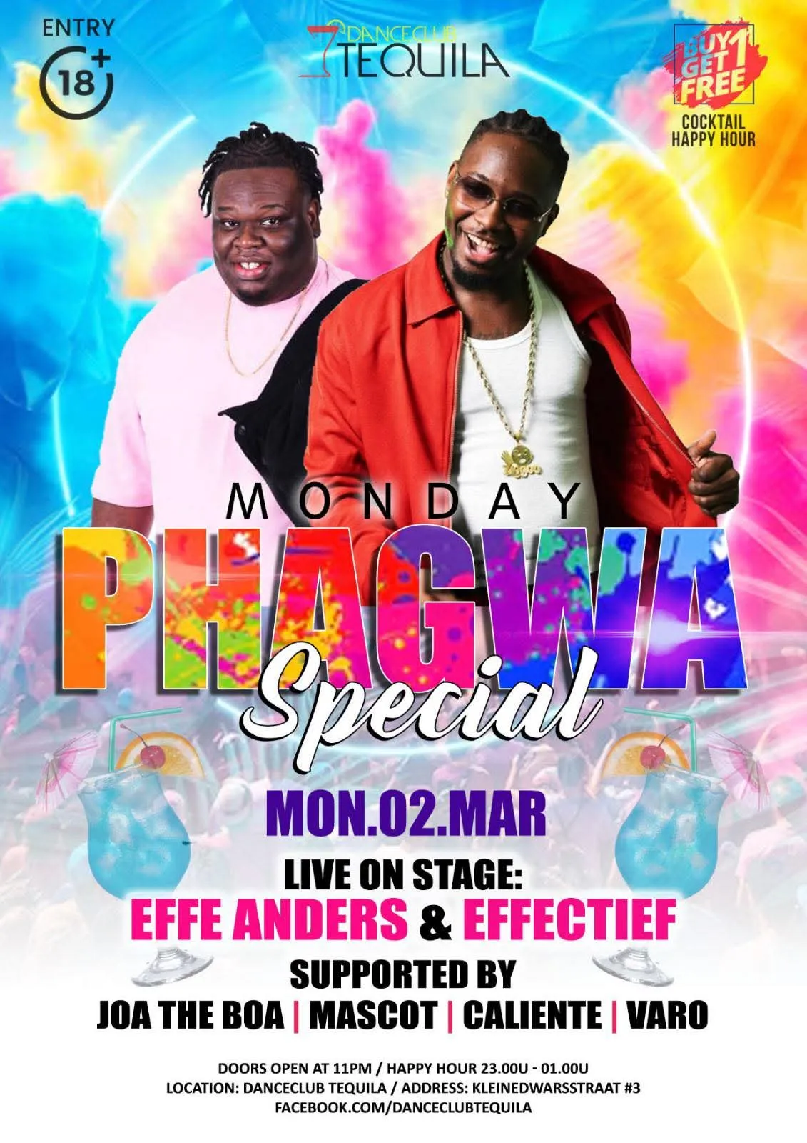 Flyer van PHAGWA Special bij Danceclub Tequila