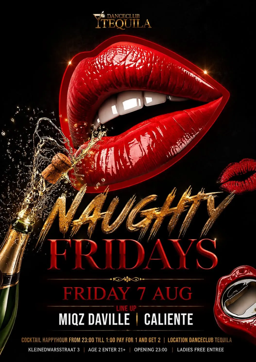 Flyer van Naughty Fridays bij Danceclub Tequila
