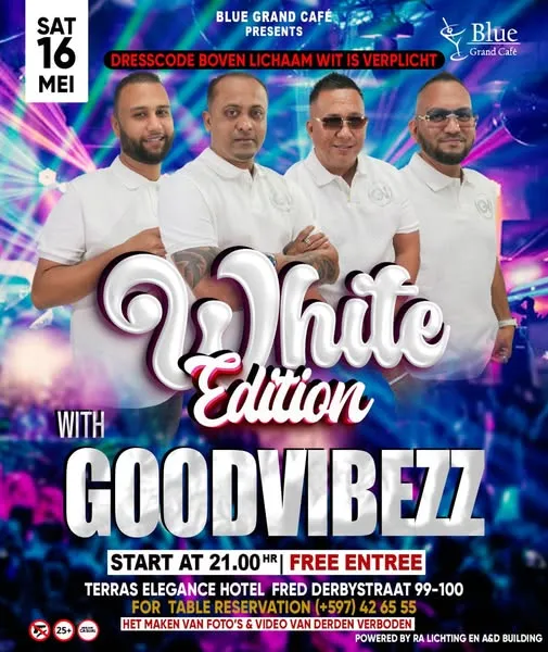 Flyer van White Edition bij Blue Grand Café