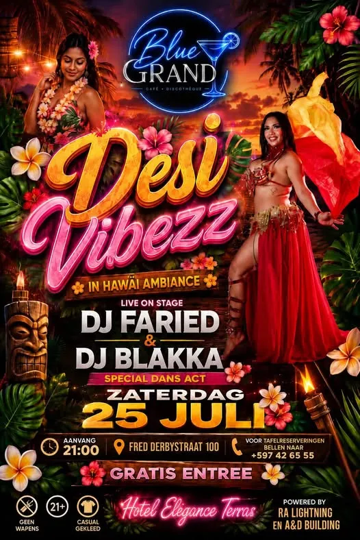 Flyer van Desi Vibezz bij Blue Grand Café