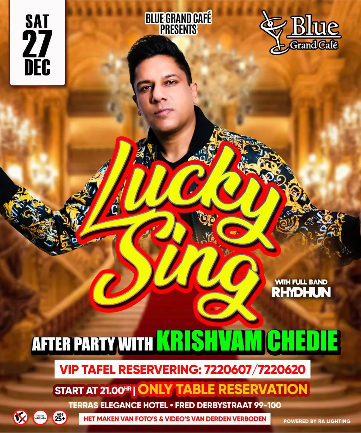 Flyer van Lucky Sing bij Blue Grand Café