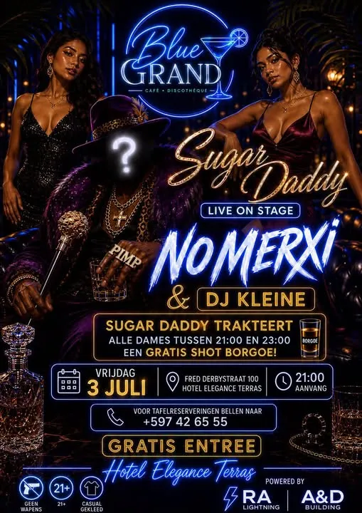 Flyer van Sugar Daddy bij Blue Grand Café