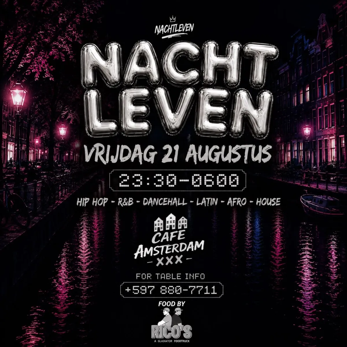 Flyer van Nachtleven bij Café Amsterdam