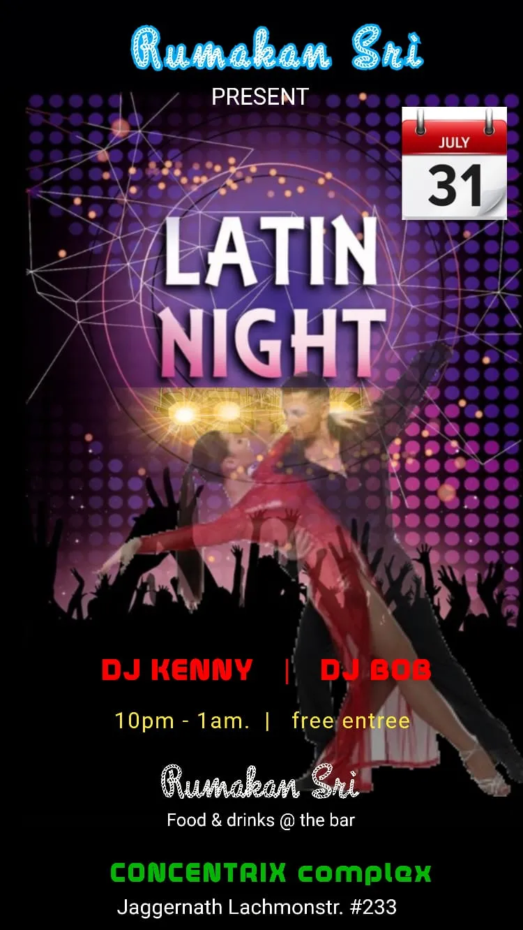 Flyer van LATIN NIGHT bij CONCENTRIX complex