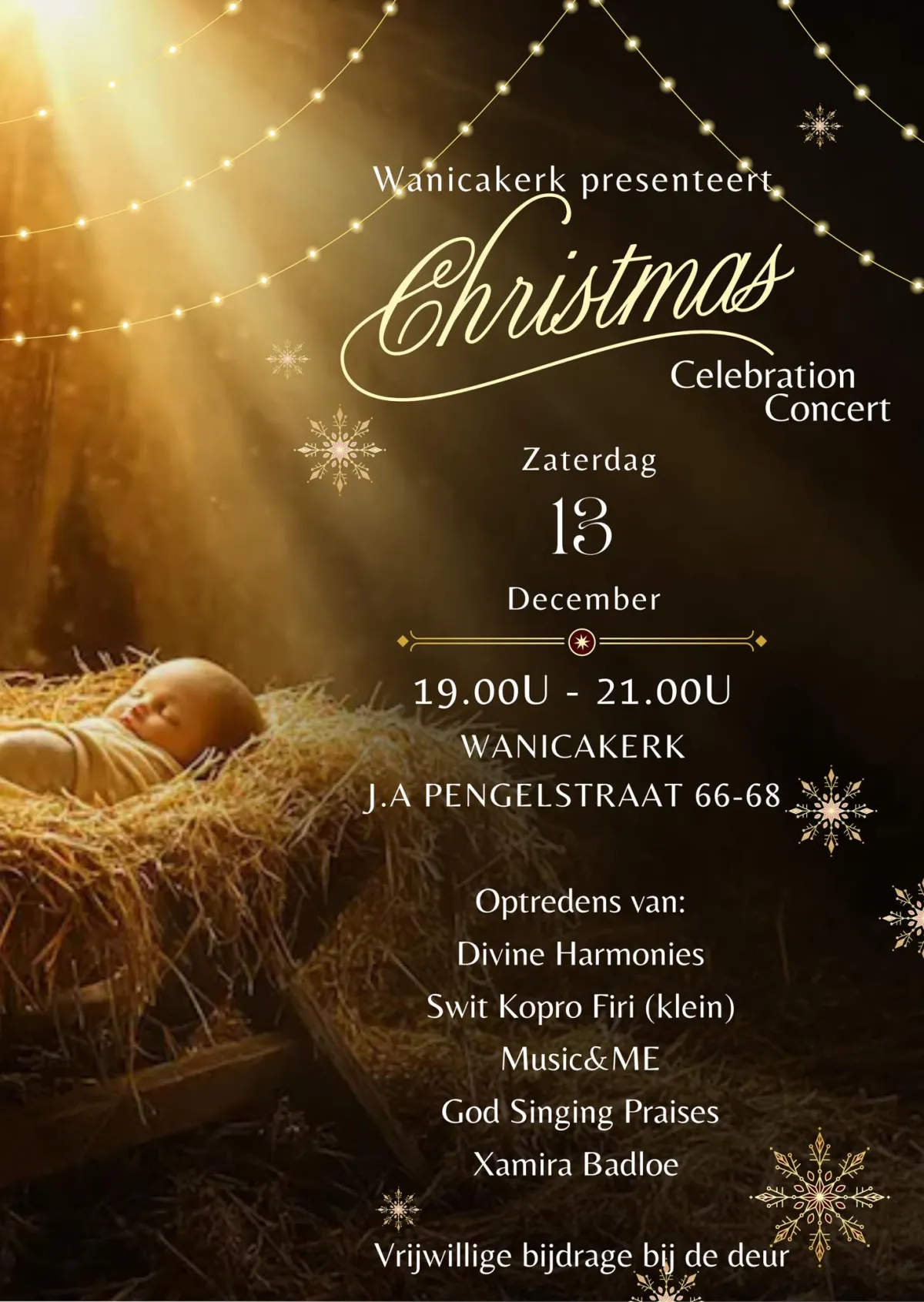 Flyer van Christmas Celebration Concert bij Wanicakerk