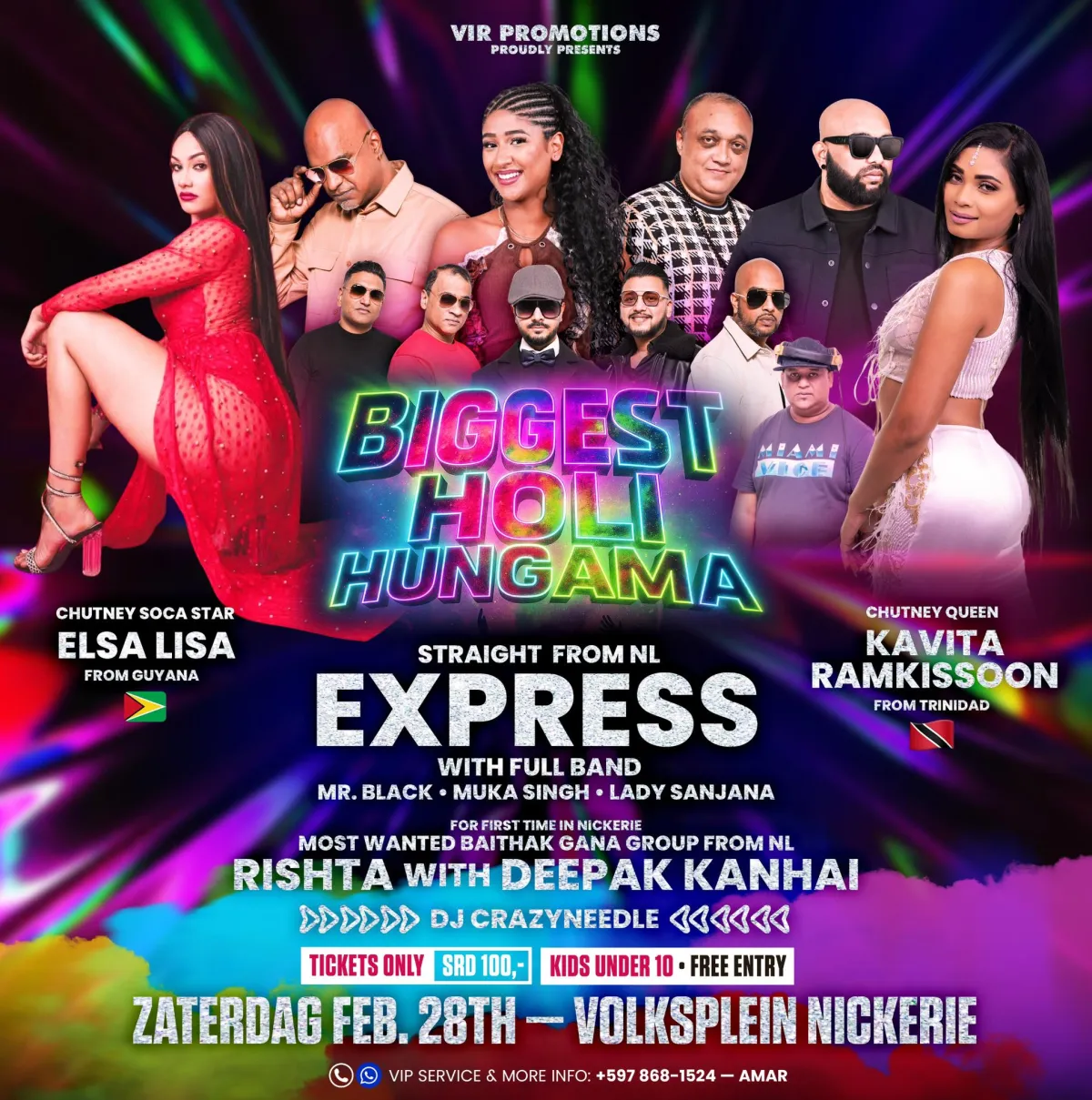 Flyer of Biggest Holi Hungama at Volksplein Nickerie