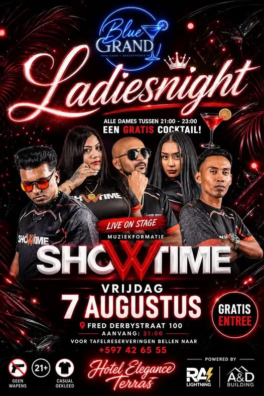 Flyer of Ladiesnight at Blue Grand Café
