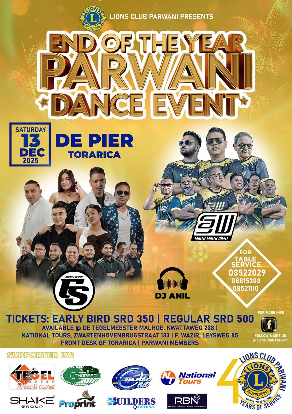 Flyer van End of the Year Parwani Dance Event bij De Pier Torarica