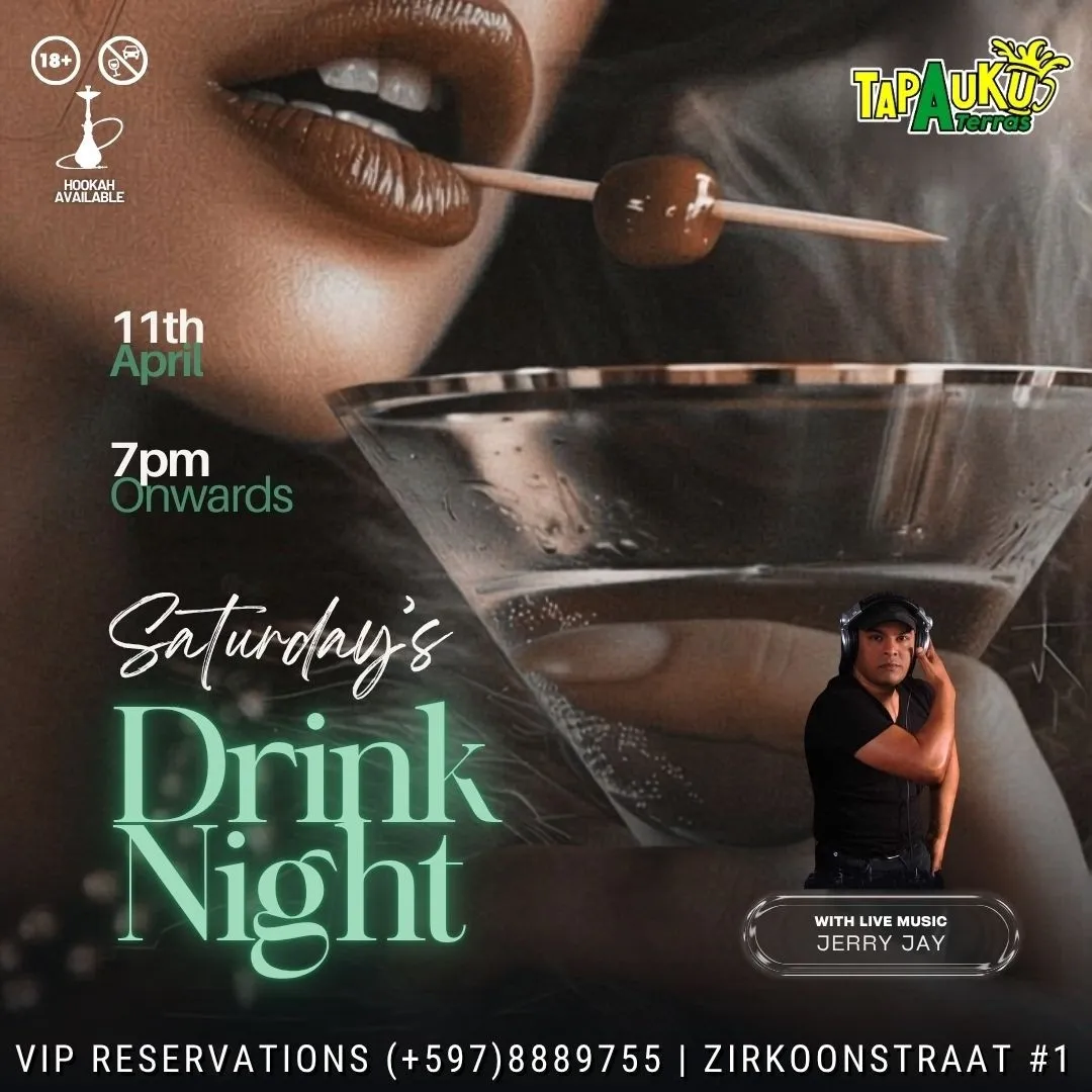 Flyer van Saturday's Drink Night bij Tap A Uku