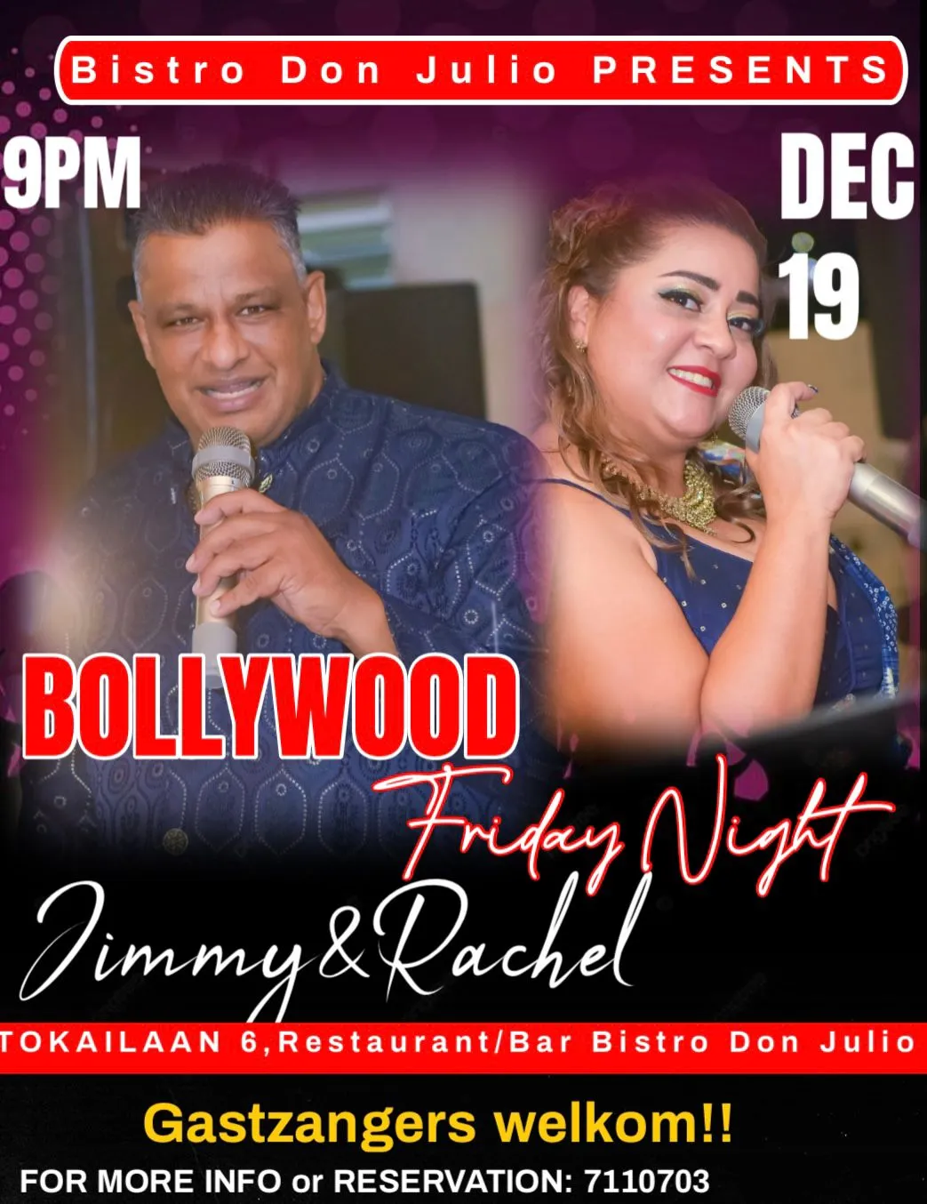 Flyer van Bollywood Night bij Restaurant/Bar Bistro Don Julio