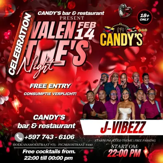 Flyer of Valentine's Night Celebration at Candy’s Bar & Restaurant