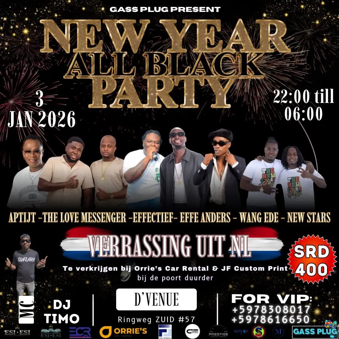 Flyer of New Year All Black Party at D Venue