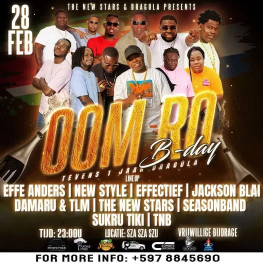 Flyer of OOM RO B-day at zsazsa party centre