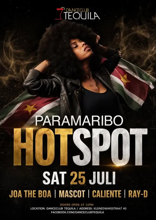 Flyer of PARAMARIBO HOTSPOT at Danceclub Tequila