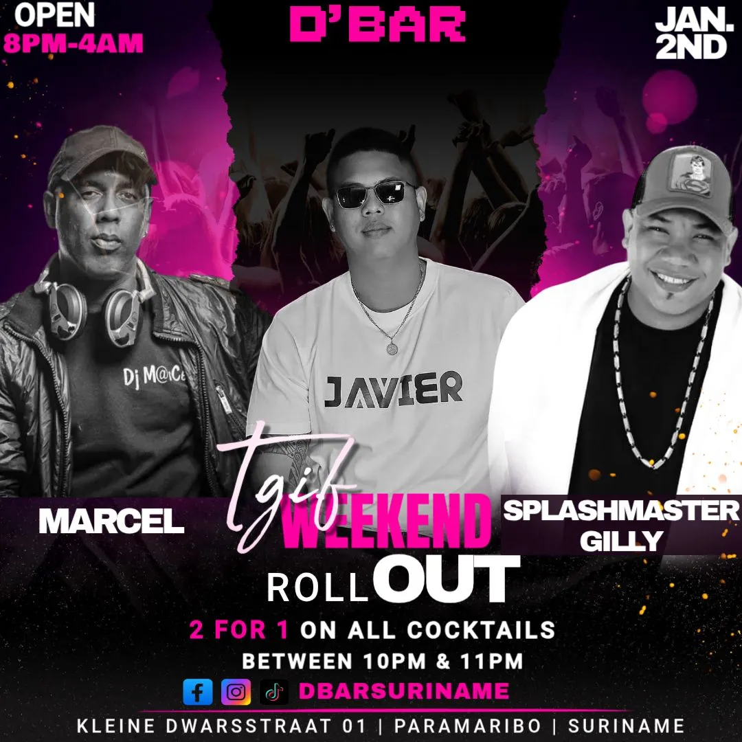 Flyer of TGIF Weekend Roll Out at D'Bar